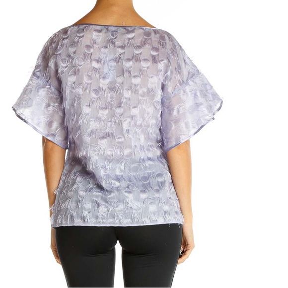 BANANA REPUBLIC | Lilac Polka-Dot Fringe Flutter Sleeve Blouse Sz S - Picture 2 of 6